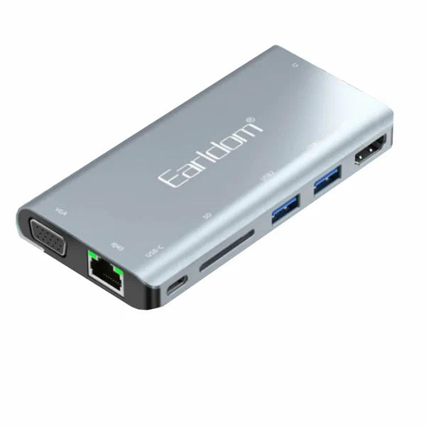 Earldom ET-W29 8-in-1 USB Hub with USB 3.0, HDMI, and card reader ports